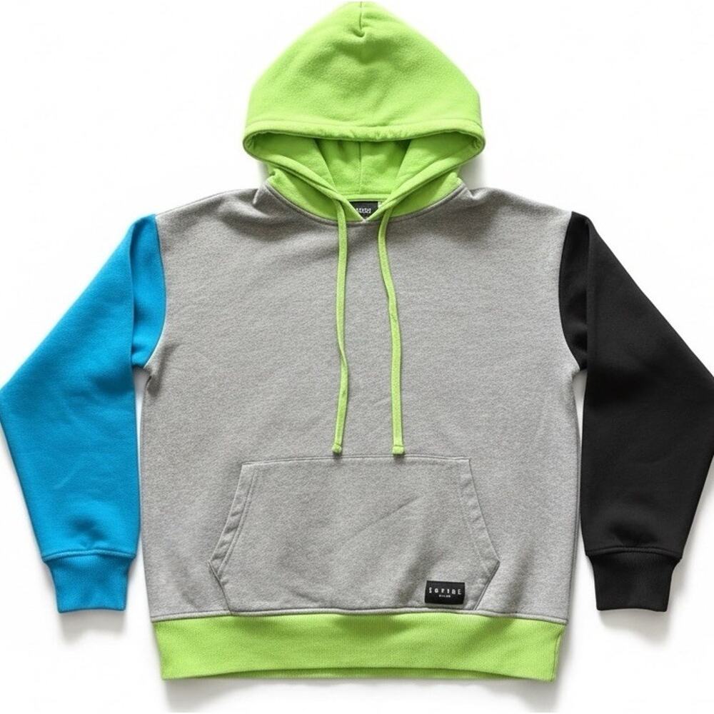 Empyre Colorblock Hoodie Sweatshirt Mens Small Gray Green Blue Streetwear